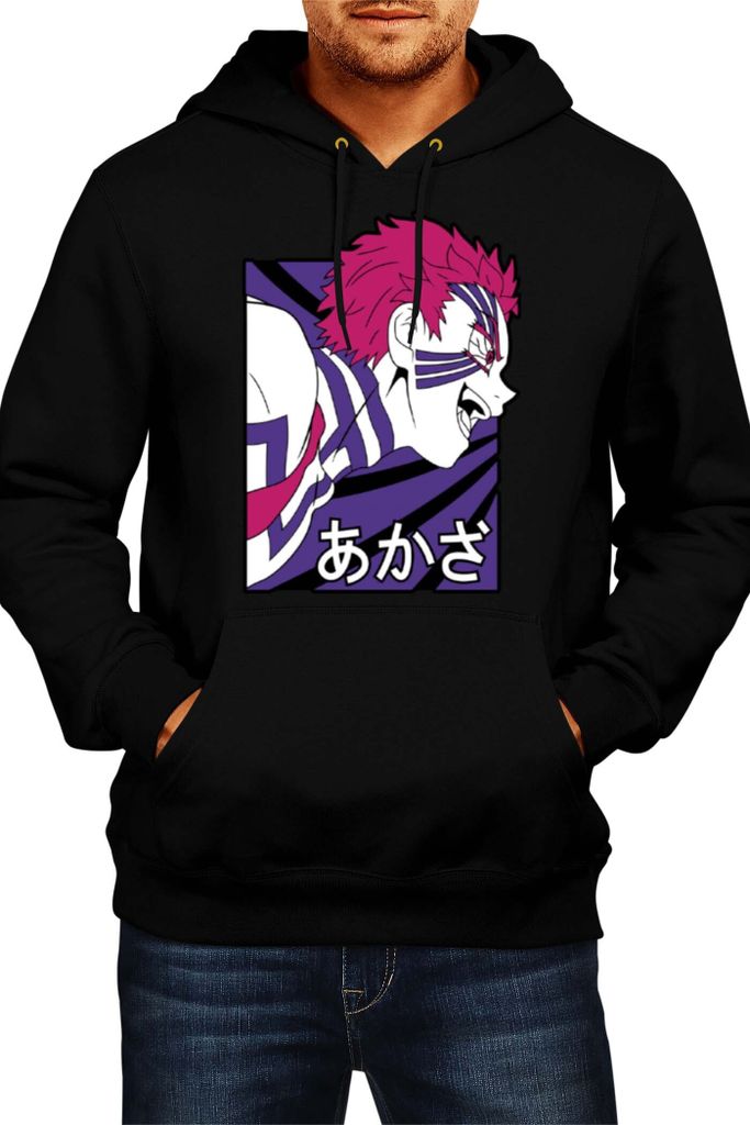 Herren Kapuzenpullover Anime Manga Demon Anime Slayer Akaza 03 Upper Rank Akaza, Man M / Schwarz
