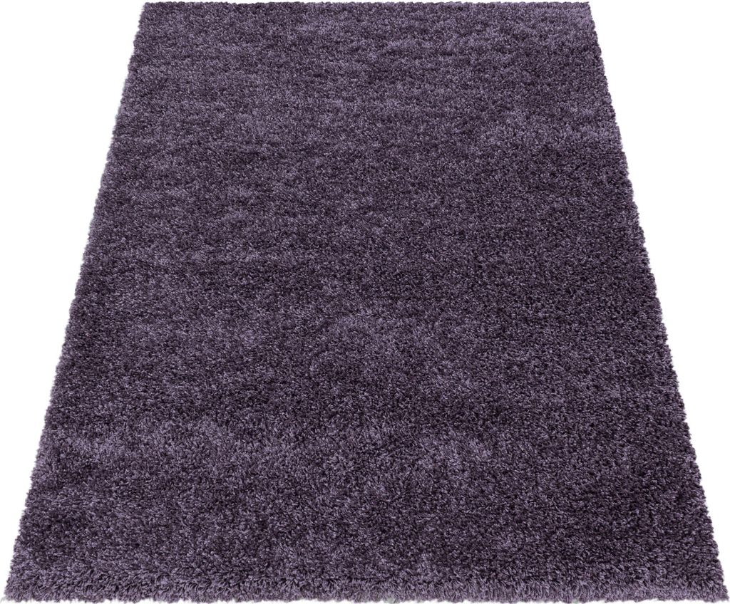 Teppich Wohnzimmer Hochflor Violett 120x170 Rechteck Unicolor - Einfarbig aus Polypropylen