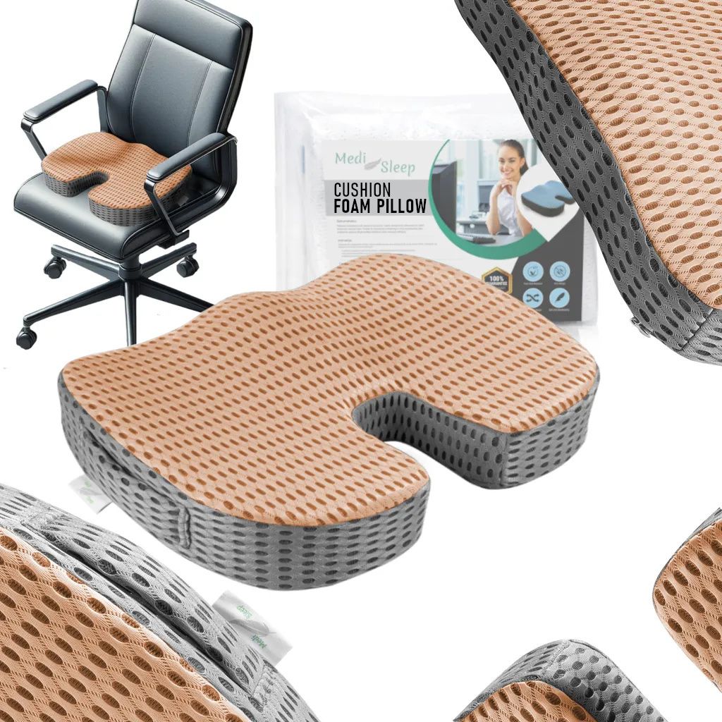 Hnedý ortopedický podsedák na kreslo, profilovaný z Obrázok produktu 1