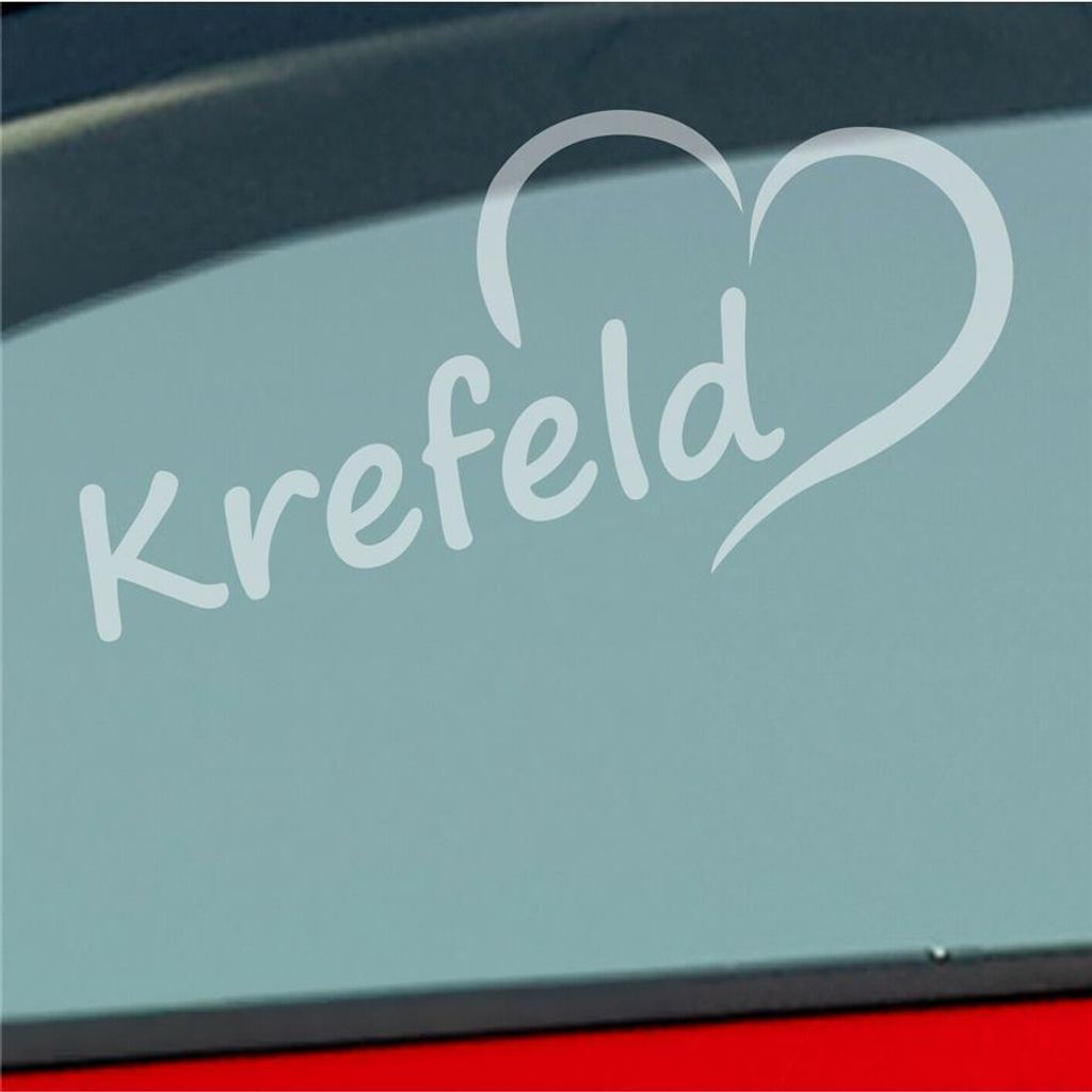 Auto Aufkleber Krefeld Herz Stadt City Liebe Love Heart 16,5x8 cm Milchglas Sticker Heckscheibenaufkleber