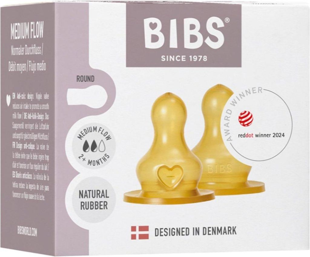 Bibs Medium Flow 2+ Maanden Flessenspenen (2 stuks) Productafbeelding 