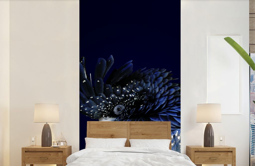 MuchoWow Fototapete für Wohnzimmer oder Schlafzimmer Wandtapete Vinyl Motivtapete Nahaufnahme Rotschwanzkakadu - 120x240 cm - Hintergrundbild