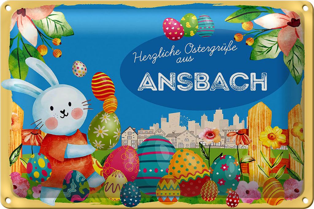 Blechschild Ostern Ostergrüße 40x30cm ANSBACH