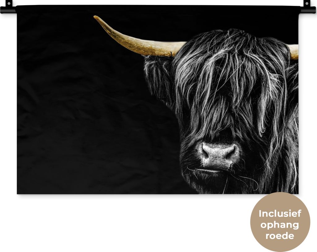 MuchoWow® Wandteppich Wandbehang Schottisches Hochlandrind Produktbild 