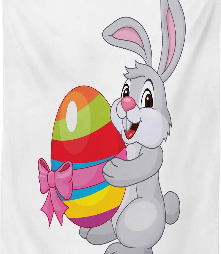Tovaglia Rettangolare ABAKUHAUS Coniglietto Di Pasqua - 140x240 Cm, 100% Poliestere, Impermeabile, Antimacchia, Multicolore