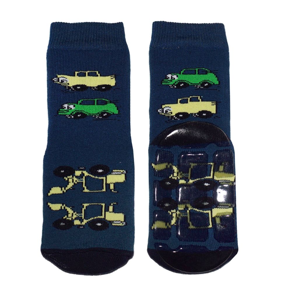 Kinder ABS-Socken aus Baumwolle Große Autos Marine Größe 23-26