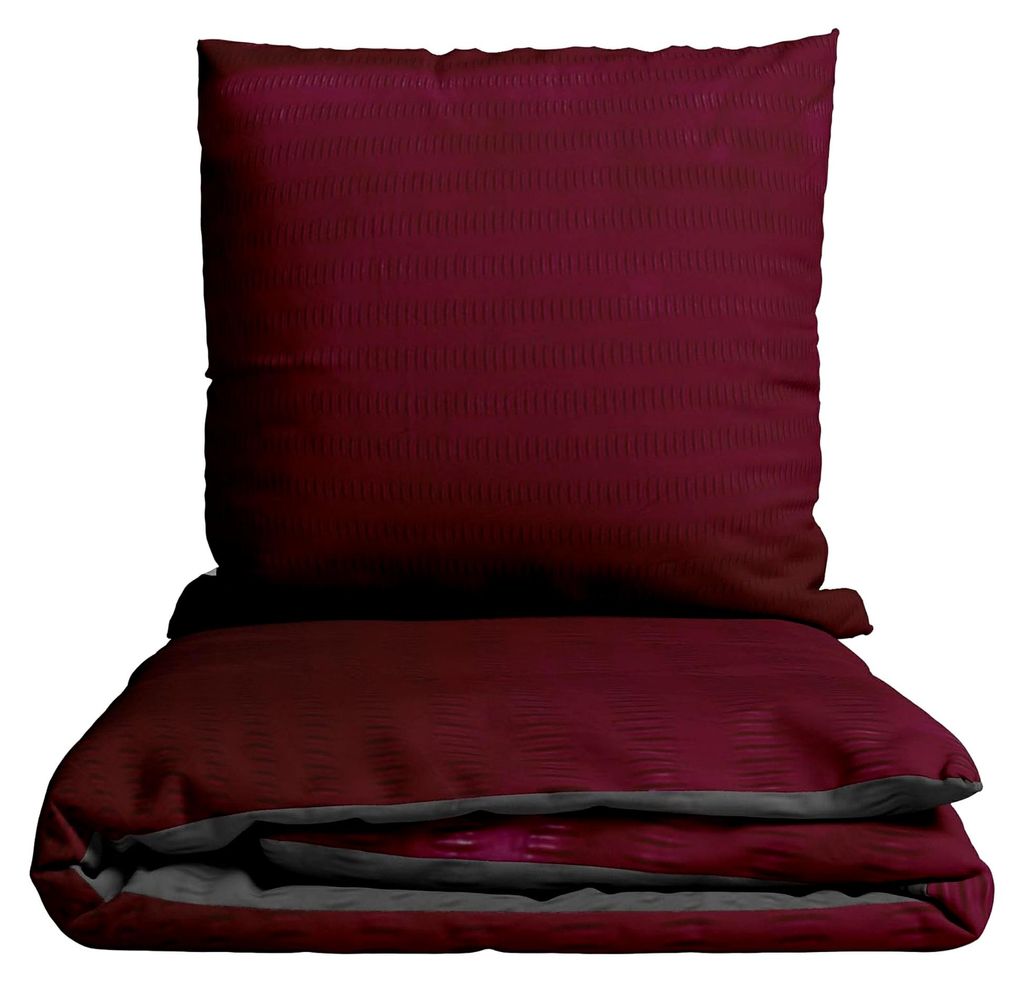 Bettwäsche Set Seersucker Mikrofaser Einfarbig, 2-teilig, 135x200 cm, Bordeaux