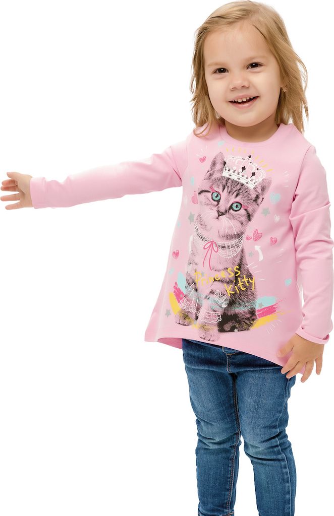 Mädchen-T-Shirt langärmlig Princess Cat - Rosa - 122