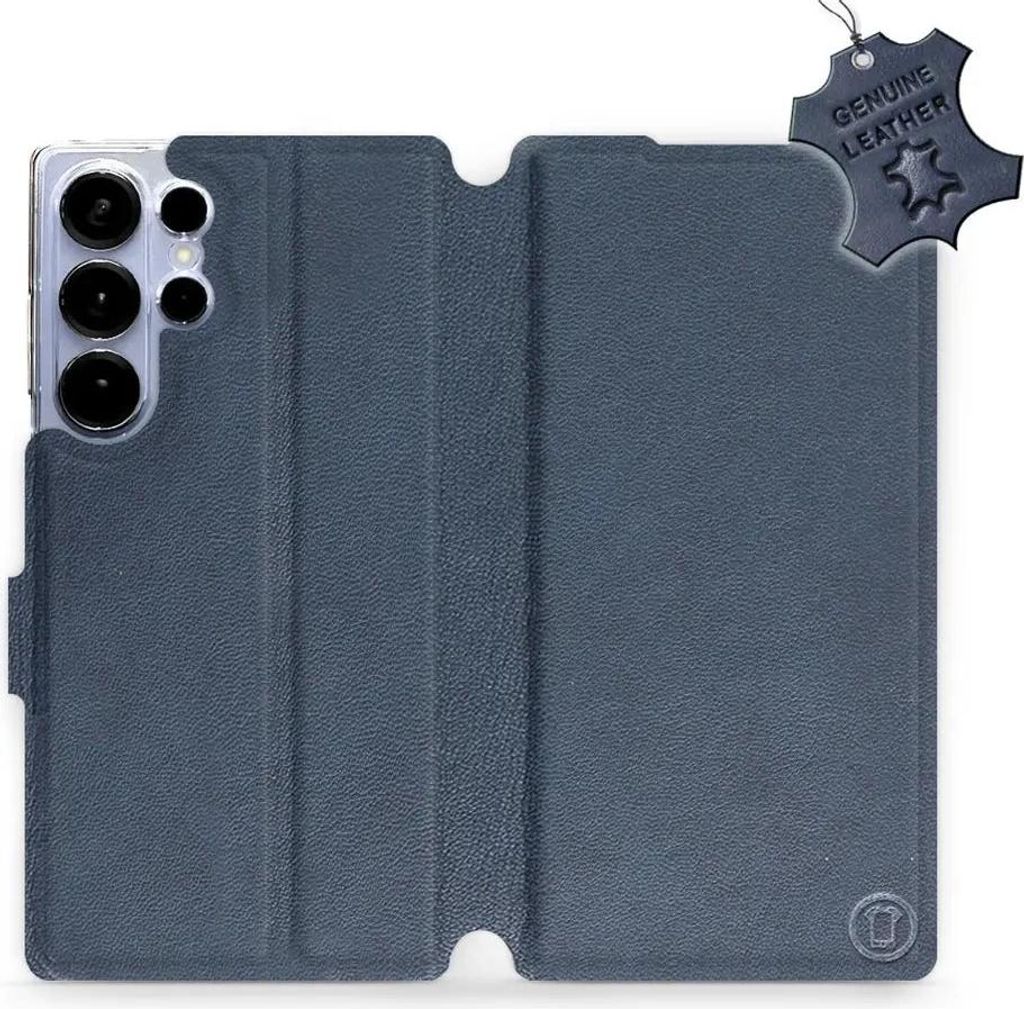 Echtleder Handyhülle für Galaxy S25 Ultra, Mobiwear Leather, Dunkelblau