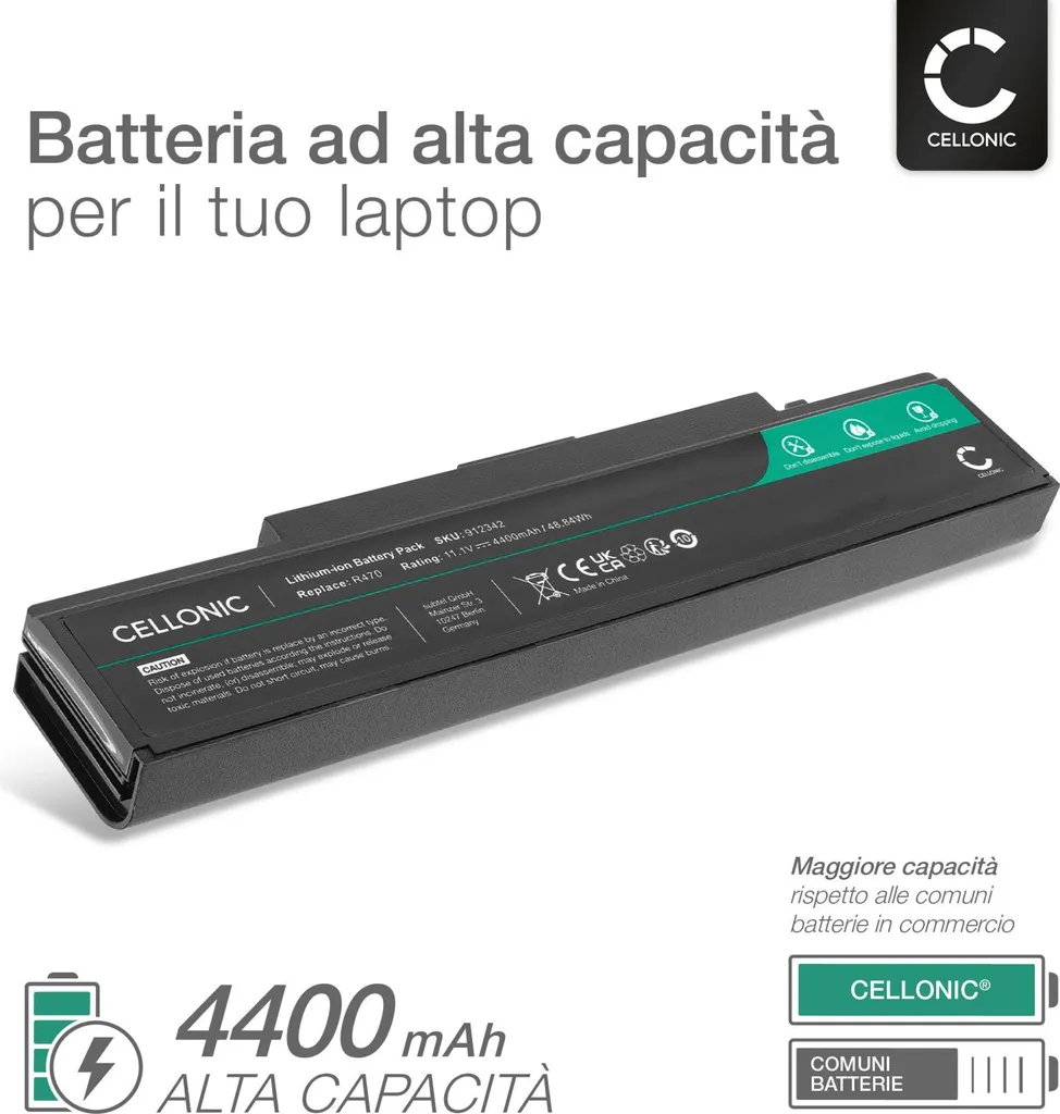 CELLONIC Batteria compatibile con Samsung RC520 / NP-RC520, E452 / NP-E452, R530 / NP-R530, R540 / NP-R540 4400mAh 11.1V - 2