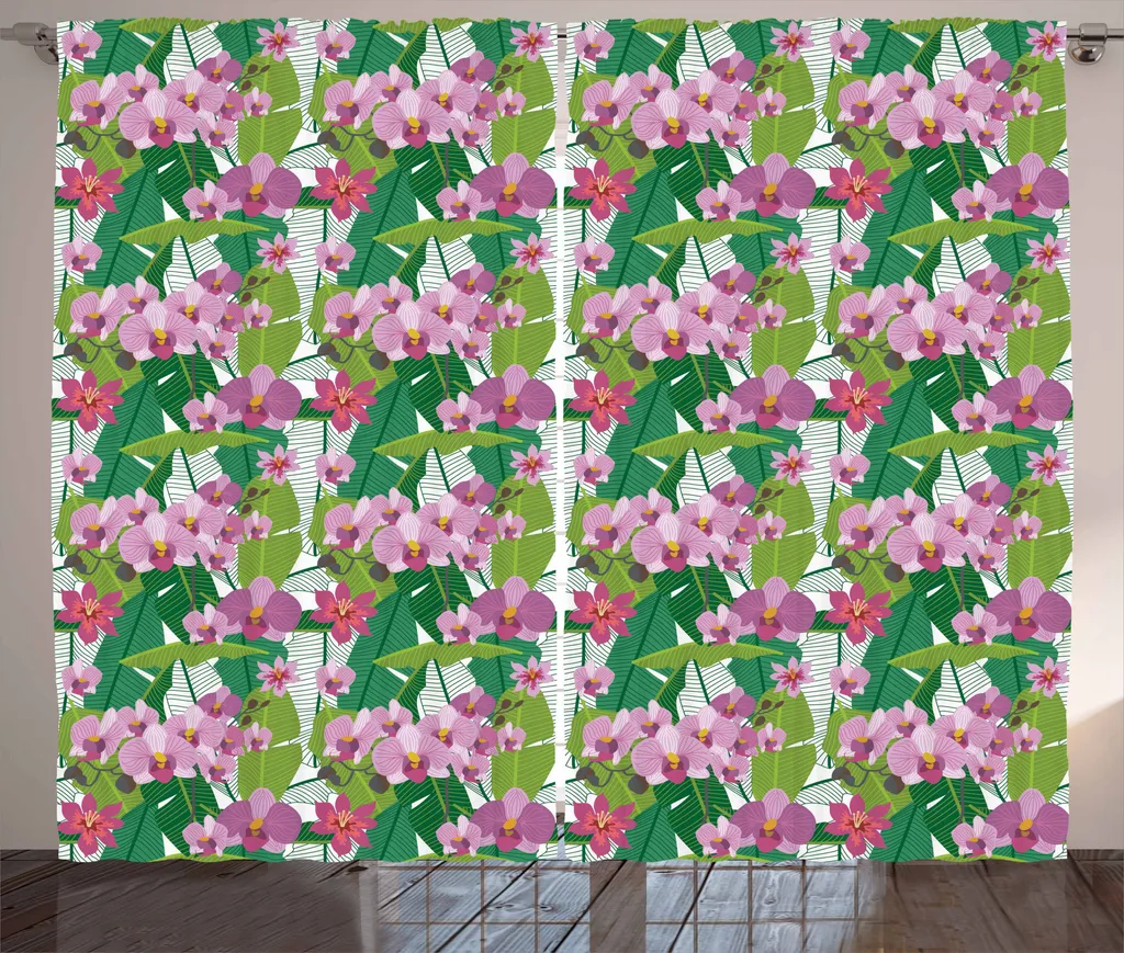 Tende Camera da Letto Moderne ABAKUHAUS 280x175 cm - Orchidee Rosa