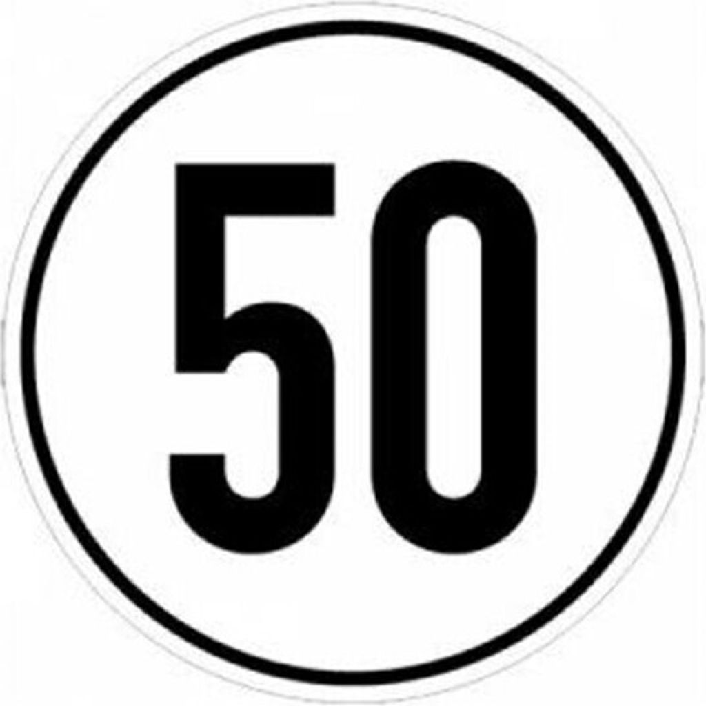 Witte Geschwindigkeitsschild 200mm Durchmesser - Auswahl: 50 km/h