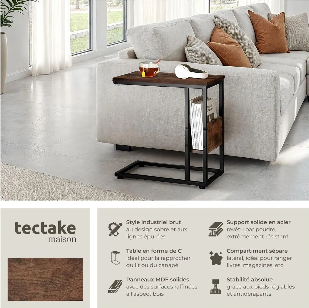 Petit meuble de rangement WIGAN - Table basse d'appoint style rustique