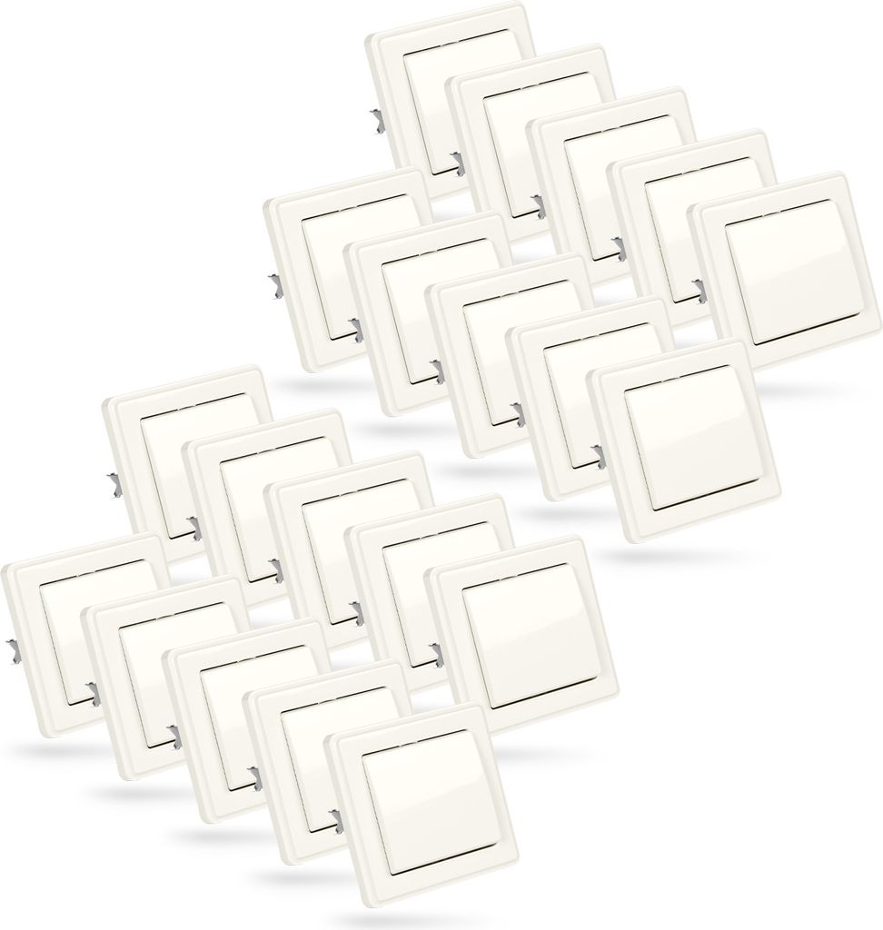 ABSINA Unterputz Kreuzschalter in weiß - 20x Schalter 250V AC, 10A, IP20 - Lichtschalter, Unterputzschalter