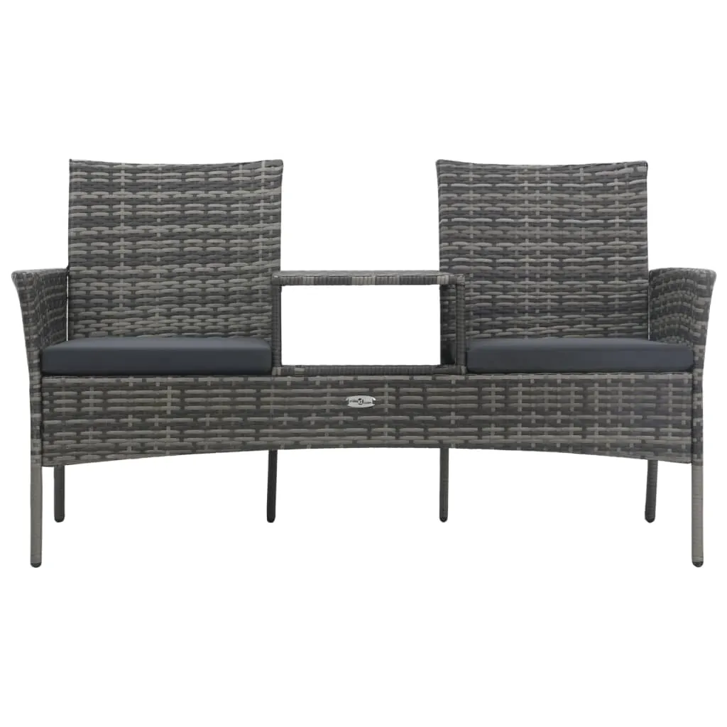 Canapé de jardin 2 places sans entretien avec table basse anthracite