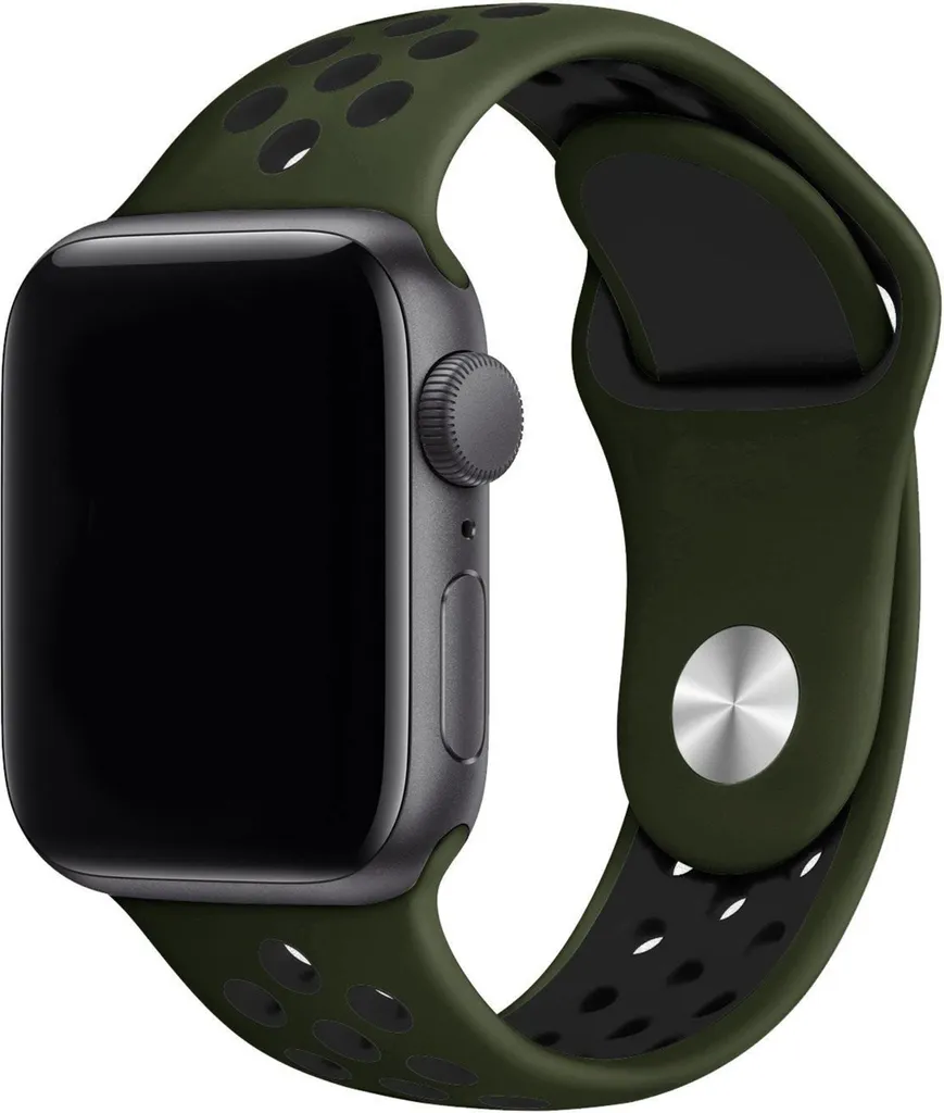 Bracelet Apple Watch 44mm pour le sport et l'outdoor Noir et Kaki