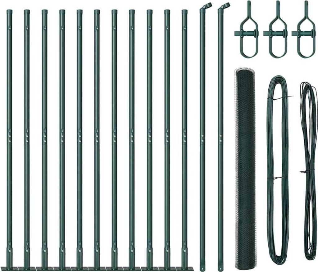 vidaXL Zaunpfosten Grün 25 x 1,6 m (25 mm Netz) Stahl und PVC