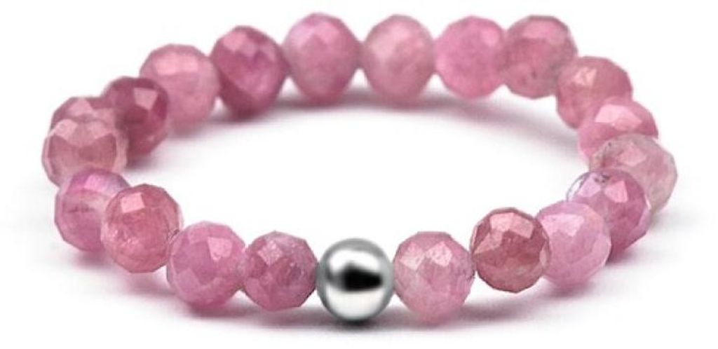 Mineralring mit rosafarbenem Turmalin POL-R19 - Kreis: 52 mm