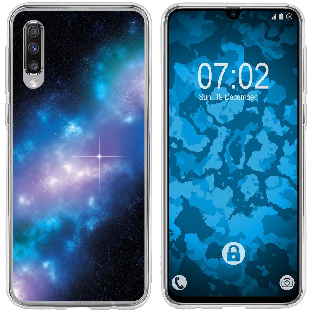PhoneNatic Case kompatibel mit Samsung Galaxy A70 Silikon-Hülle Space Blue Belt M4
