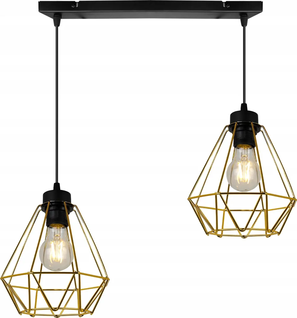 Lampada Sospensione Industriale Nera e Oro - 2 Luci Light-Home Corral