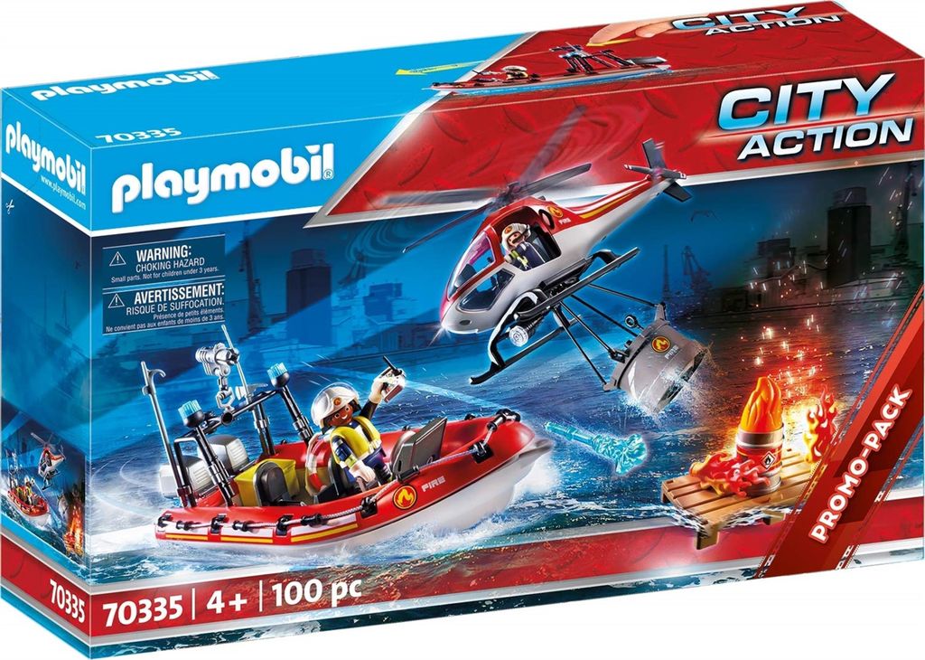 PLAYMOBIL, Feuerwehreinsatz mit Heli und Boot, City Action, 70335
