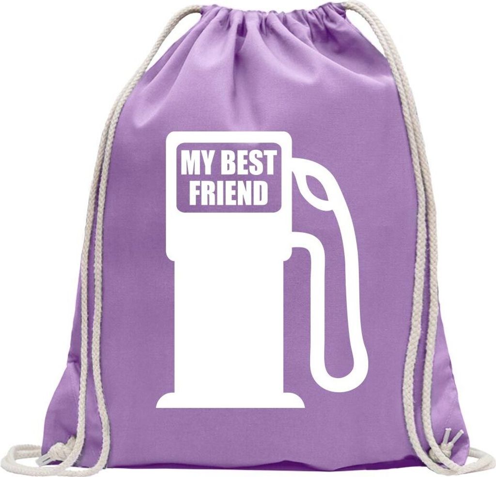 Kiwistar - Turnbeutel - lavendel - My best Friend - Fun Rucksack Sport Beutel Gymsack Baumwolle mit Ziehgurt