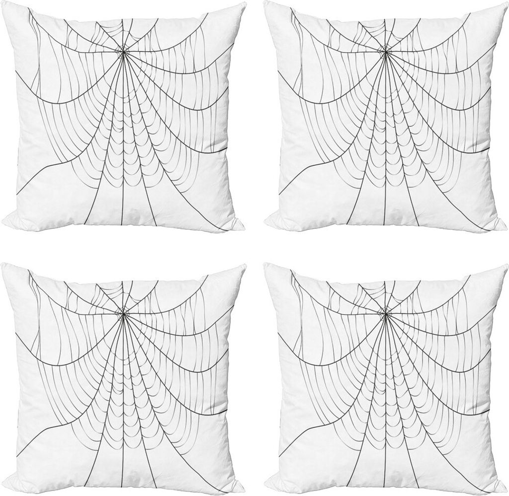 ABAKUHAUS Spinnennetz Kissenbezug Set (4 Stück), monochrome Cobweb, Moderner Doppelseitiger Digitaldruck, 50 cm x 50 cm, Grau Schwarz Weiß