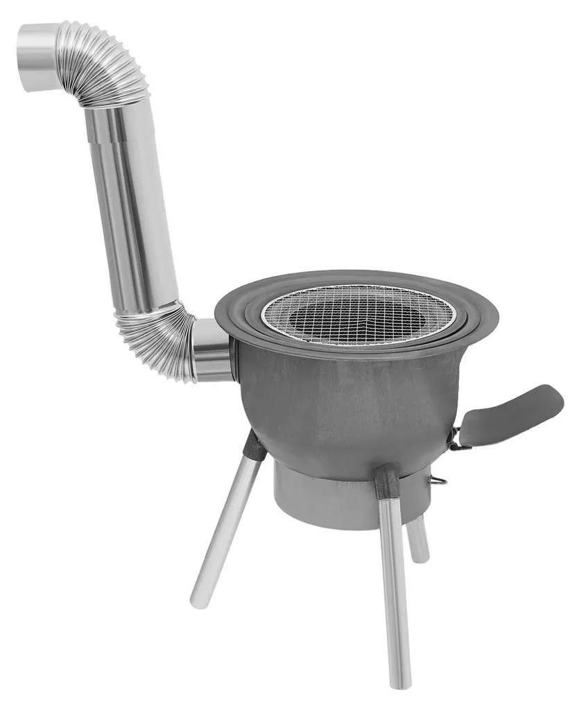 Poêle à bois de camping gris anti-vent compatible avec vos casseroles