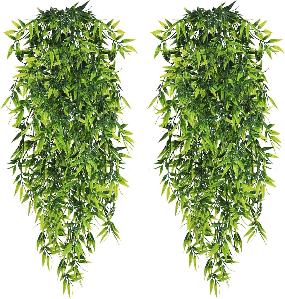 4 Stück hängende Pflanzen - Kunstbambus - Blätter - 80 cm - Kunstpflanzen - hängende Kunstpflanzen - Plastikpflanzen für Wand - Balkon - Garte...
