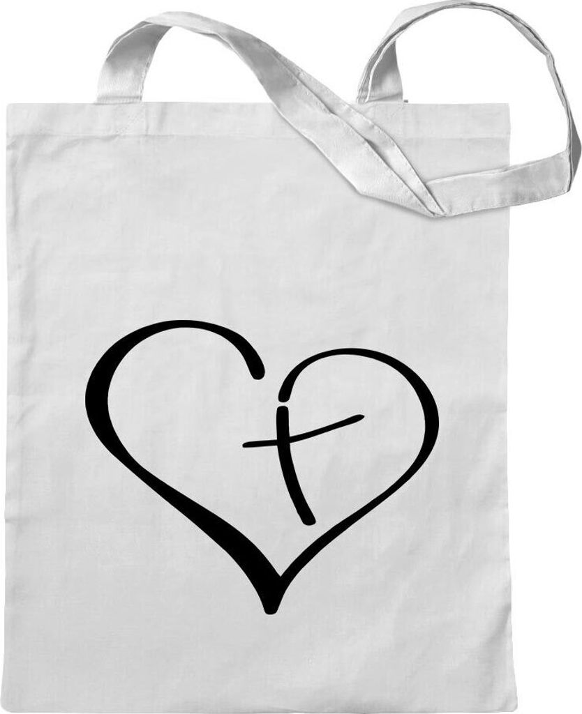 Kiwistar - Baumwolltasche - weiss - Christian Love - Tragetasche Stoffbeutel Umhängetasche Langer Henkel