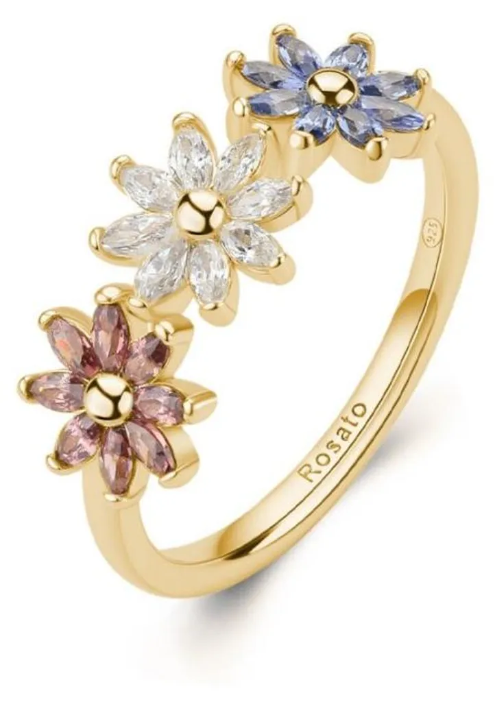 Bague fleur dorée avec zircon Gaia RZGA82 - Taille 58 mm élégante