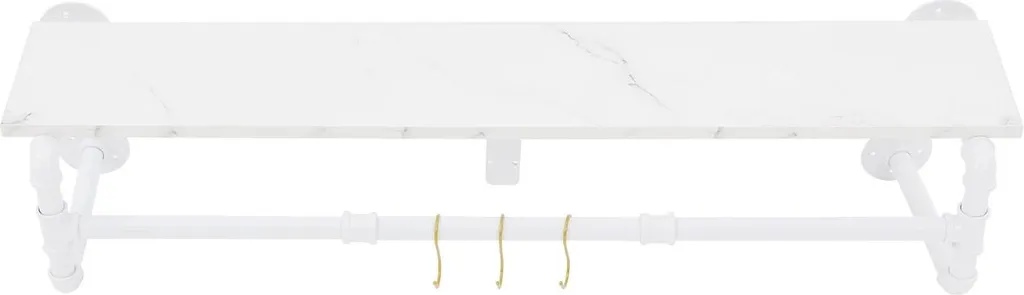 Portemanteau design rustique blanc avec rangement mural chic - Modèle R01