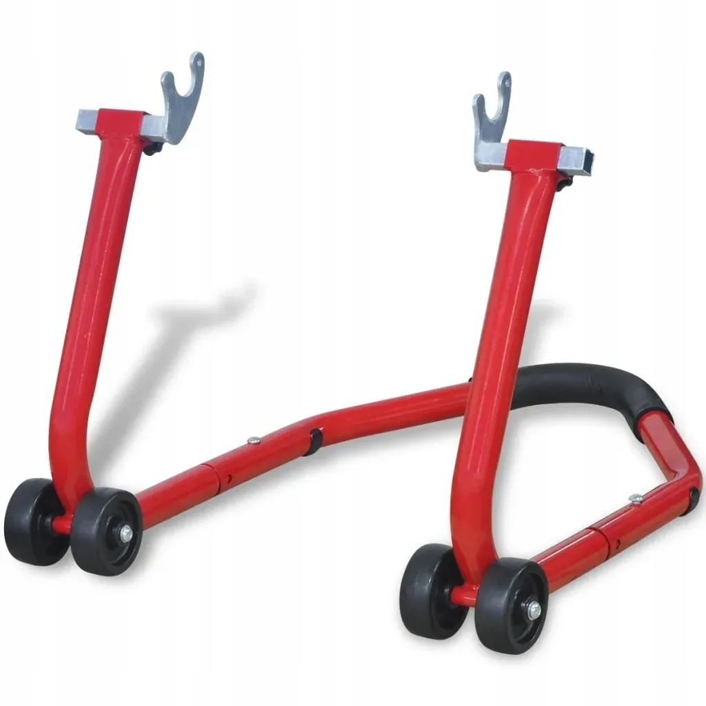 Cavalletto Moto Posteriore Rosso Acciaio 72x50x40 cm Professionale