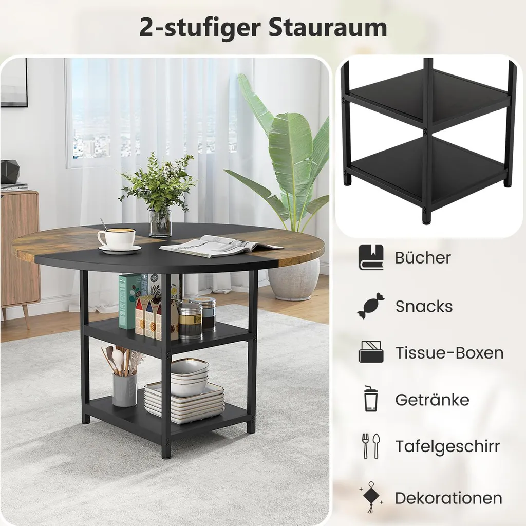 Table à manger ronde 120cm stable et robuste pour gagner de l'espace - 4