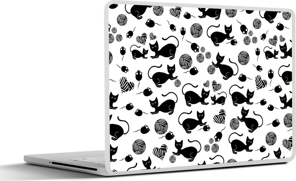 MuchoWow Laptop Aufkleber Sticker Cover Mädchen - Katze - Maus - Muster - Mädchen - Kinder - Kinder - Mädchen 40x30 cm - Laptop Dekoration - S...
