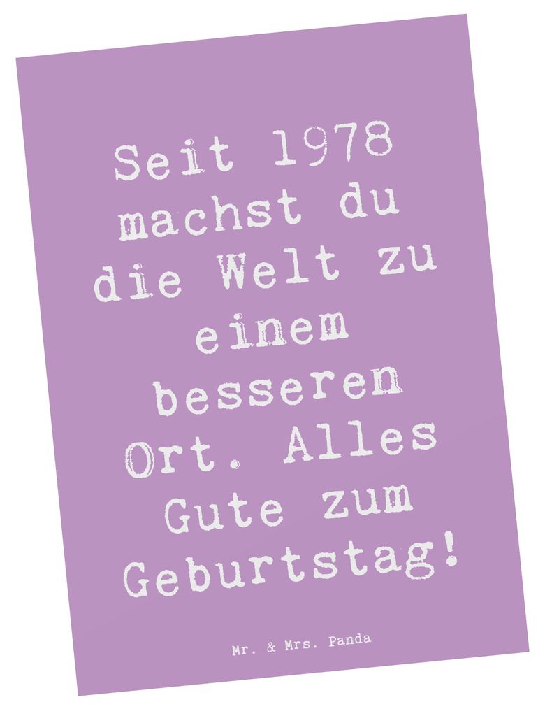 Mr. & Mrs. Panda einzelkarte Spruch 1978 Geburtstag - Lavendeltraum - Geschenk, Alles Gute, Fotokarte, Postkarten, Geburtstagsgeschenk, Seit, Happy...