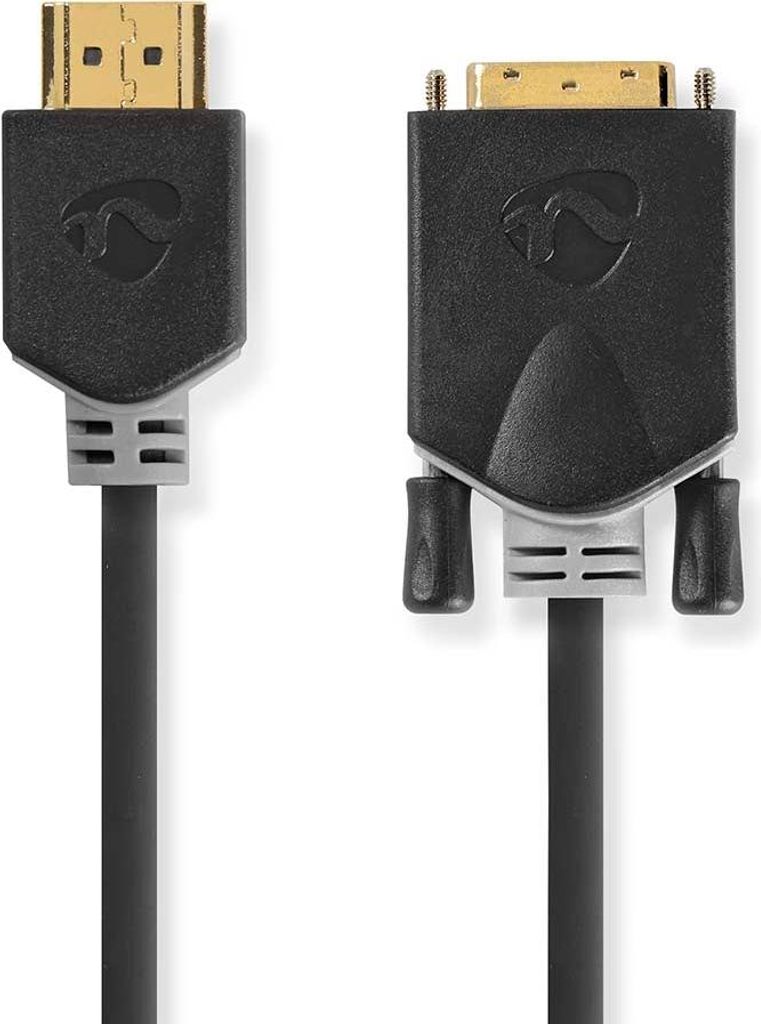 HDMI Kabel | HDMI Kontakt | DVI-D 24+1-Pin Hane | 1080p | Vergoldet | 2,00 m | Rak | PVC | Antracit | Window Box med Euro Lock