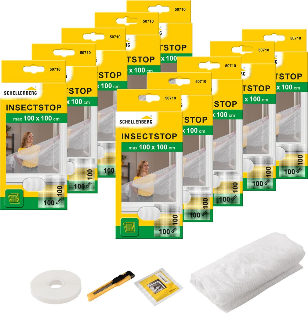 Schellenberg 10er Pack 50710 Fliegengitter für Fenster, Insektenschutz ohne bohren, zuverlässiger Schutz gegen Mücken, Fliegen und Insekten mit ...