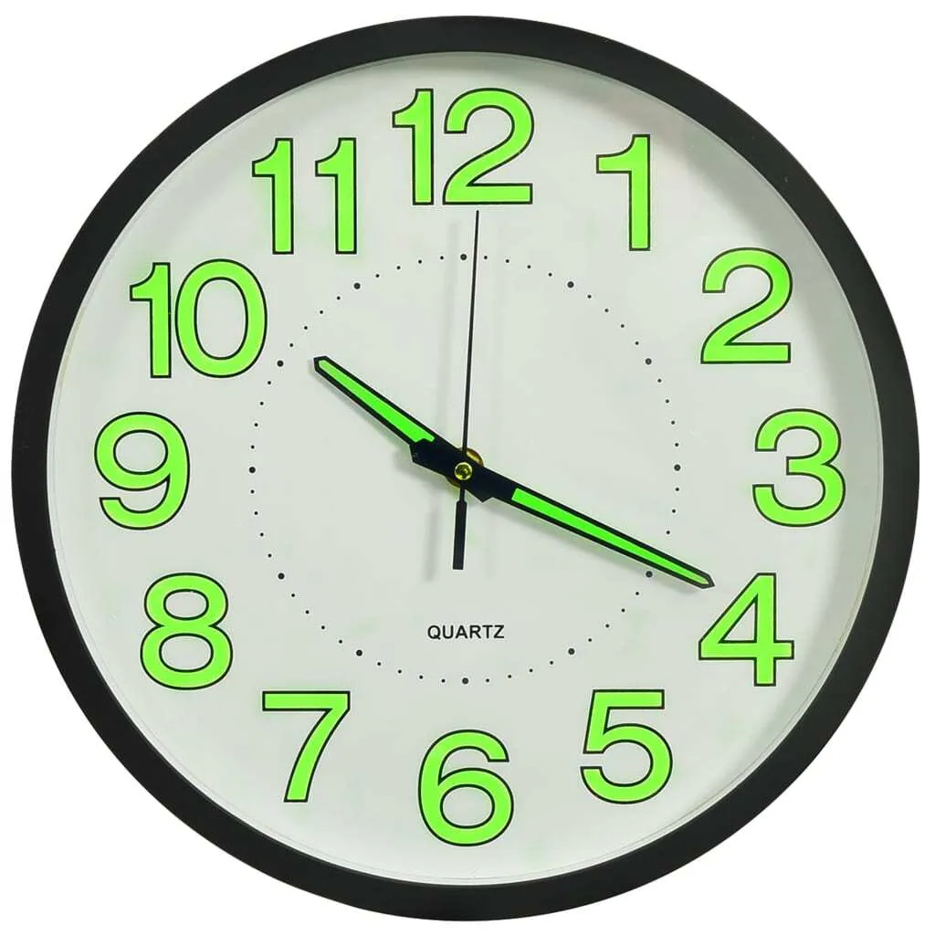 Horloge murale lumineuse noire 30 cm - Pendule LED à quartz moderne