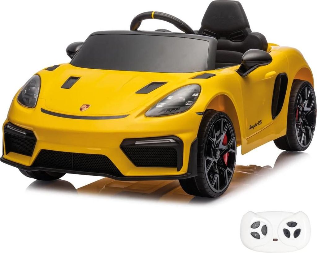Porsche 718 Spyder RS Kinder Elektroauto 12V (1–5 Jahre) – Offiziell Lizenziert, mit Fernbedienung, Bluetooth & LED – Kinder Elektrofahrzeug ...