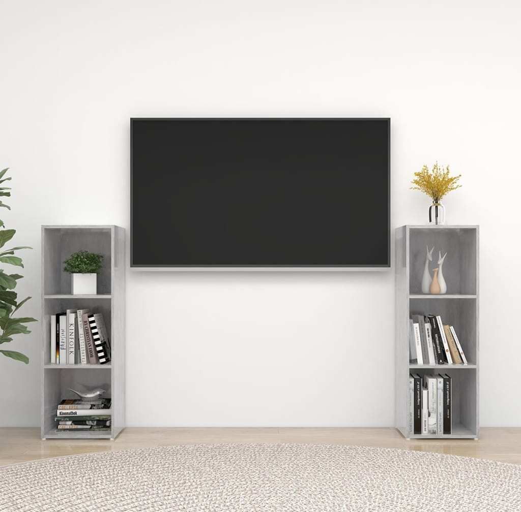 Maison Exclusive - TV-Schränke 2 Stk. Betongrau 107x35x37 cm Holzwerkstoff