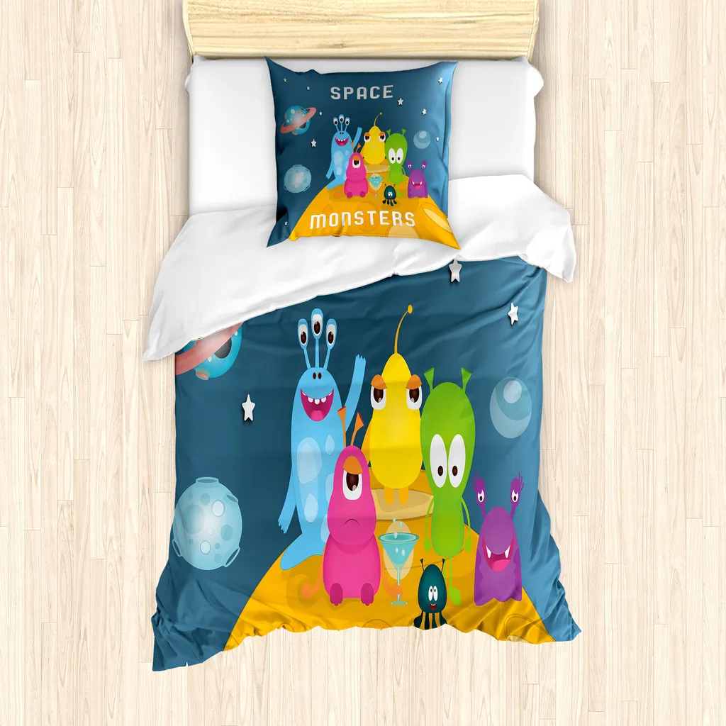 Set Copripiumino Extraterrestre ABAKUHAUS 135x200cm Letto Singolo Blu