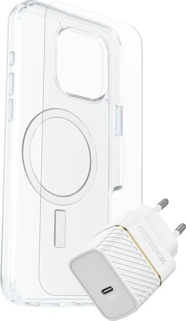 OtterBox KIT iPhone 16 Pro Max Symmetry Clear MagSafe et Verre Trempé