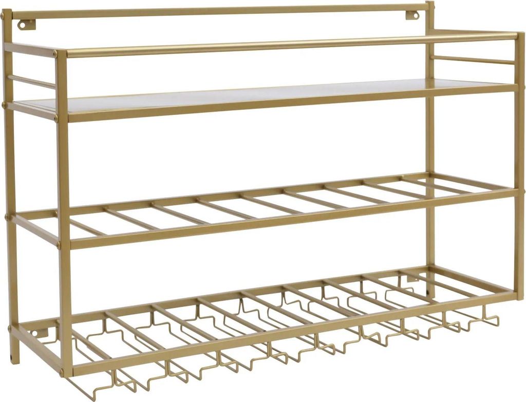 Weinregal - Wandmontierter Weinflaschenhalter - Metall - Industrielles Rustikal-Design - Hängendes Regal - Platzsparende Aufbewahrung - Blau