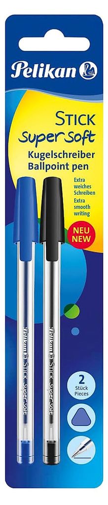 Pelikan Kugelschreiber Stick K86s super soft Schwarz & Blau ergonomischer Kuli