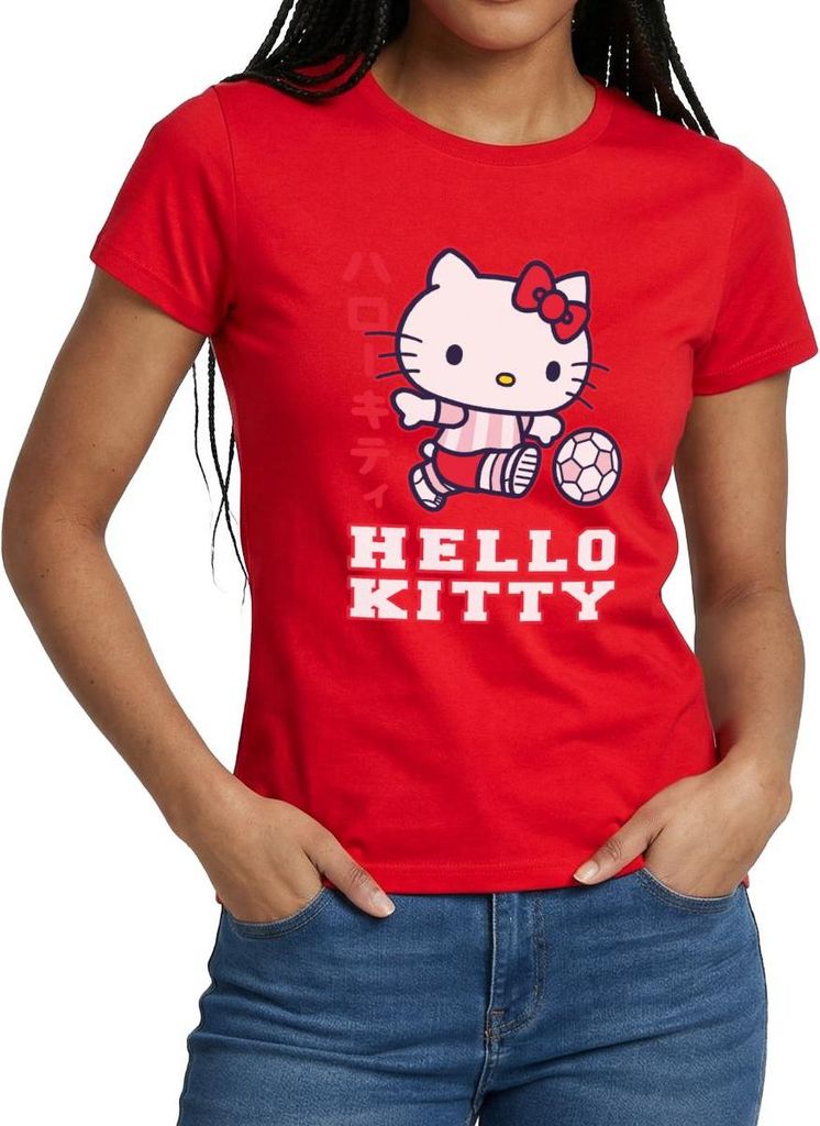 Spreadshirt Hello Kitty Spielt Fussball Sport Frauen T-Shirt, S, Rot