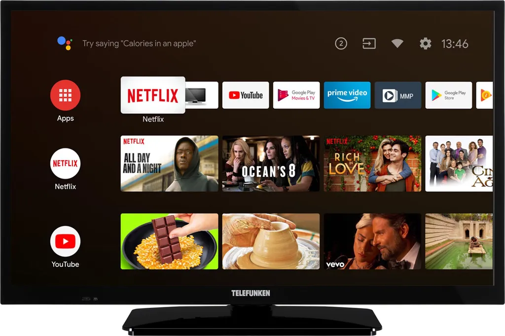 TELEFUNKEN XH24AN550MV 24 Zoll Fernseher/Android Smart TV (HD Ready, HDR, Triple-Tuner, 12 Volt, Bluetooth)