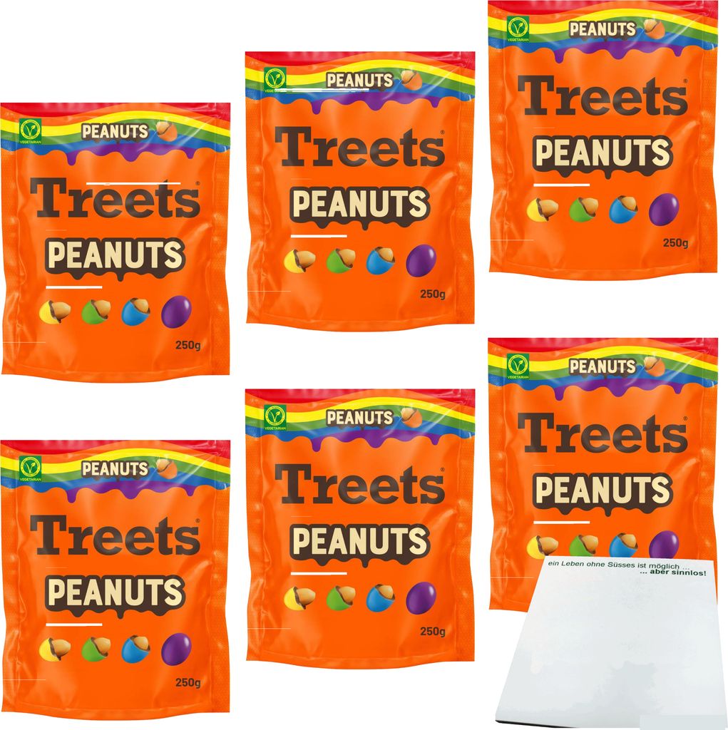 Treets Peanuts Rainbow 6er Pack (6x250g Packung) + usy Block