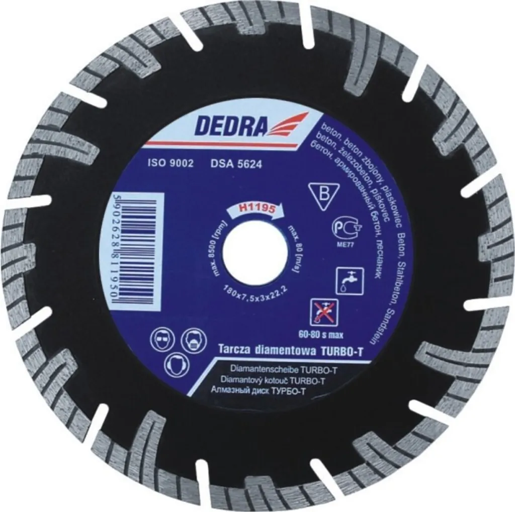 Disque Diamanté Turbo-T Dedra H1196E 200mm x 25,4mm Matériaux de Chantier
