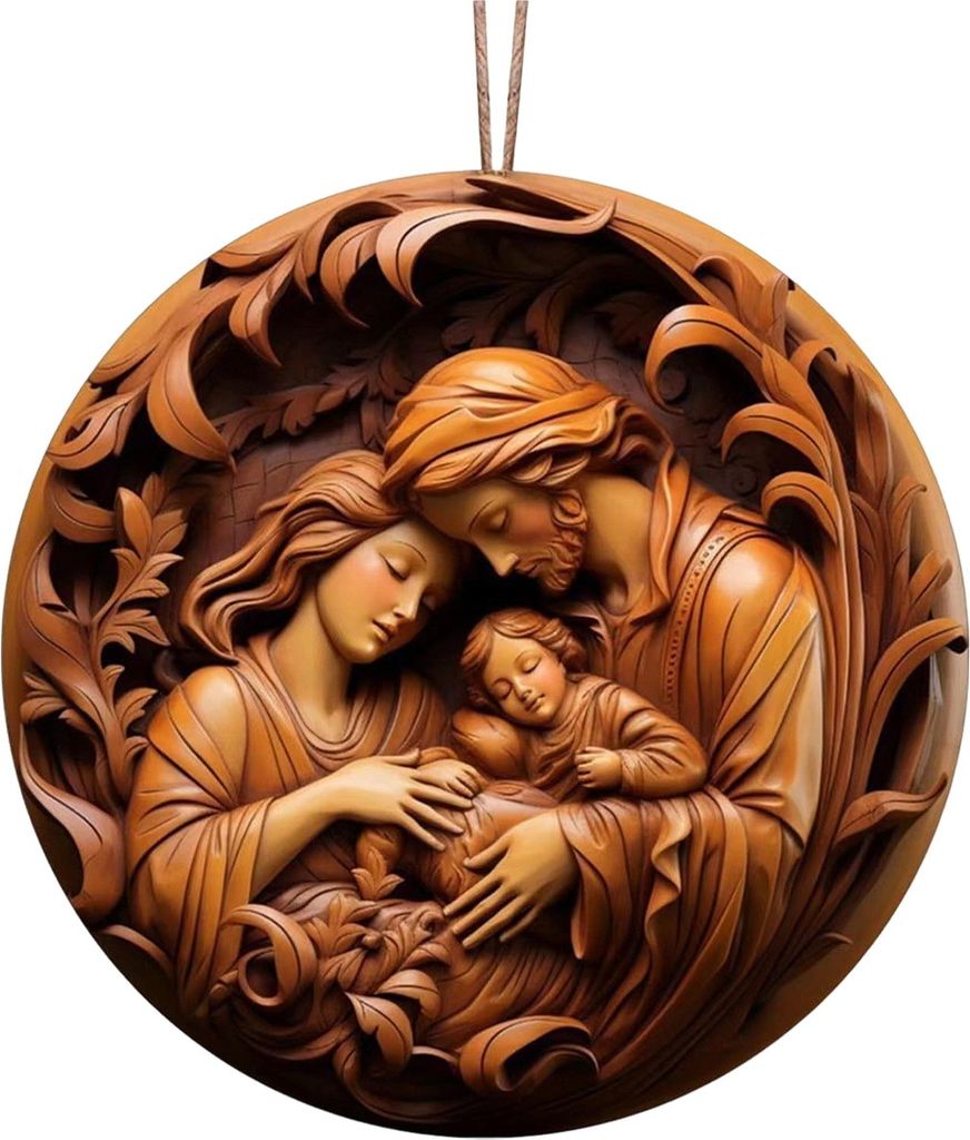 Krippenszene Ornamente Acryl Flache Hängende Anhänger Andenken Die Geburt von Jesus Nachbildung für Weihnachtsbaum Party Auto Wand Tür F